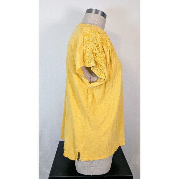 Wonderly Womens XL Golden Mustard V Neck Cotton Top NWT Short Sleeve $44.50 - Picture 2 of 6